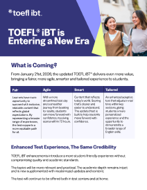 TOEFL iBT updates for advisors